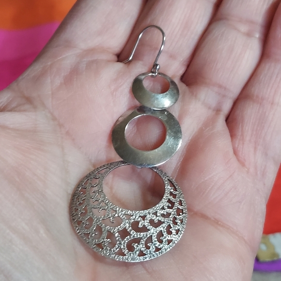 Vintage Sterling Silver Filigree Cascade Earrings - Picture 8 of 14